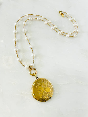 Danecraft 12KGF Locket and pearls