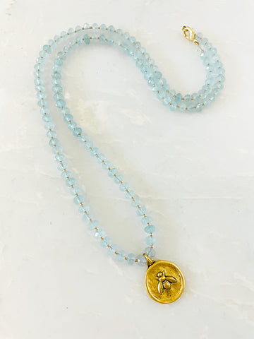 Aquamarine and French Bee Charm