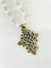 ethiopian cross and freshwater pearl necklace