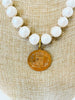 pearls and vintage french coin pendant