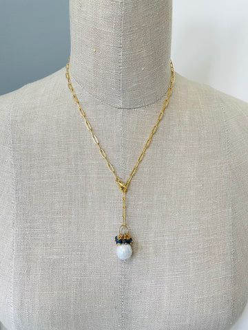 gold chain, pearl and sapphires