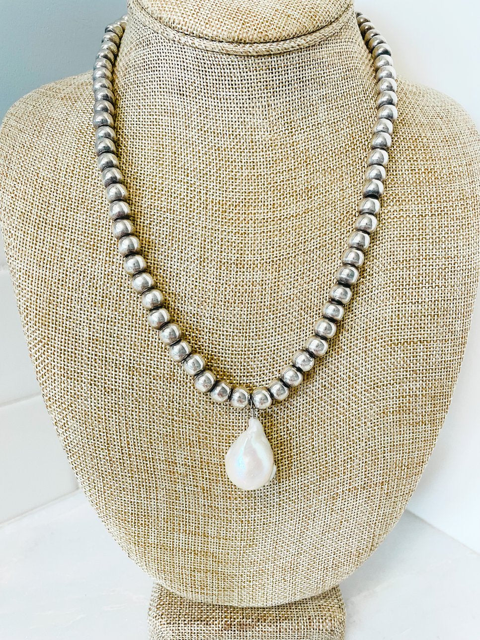 Sterling silver beads and big pearl